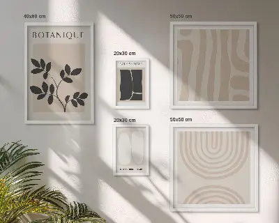 Stylová grafika rostlin v rámu jako polyptych