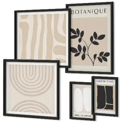 Stylová grafika rostlin v rámu jako polyptych