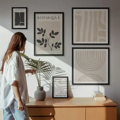 Stylová grafika rostlin v rámu jako polyptych