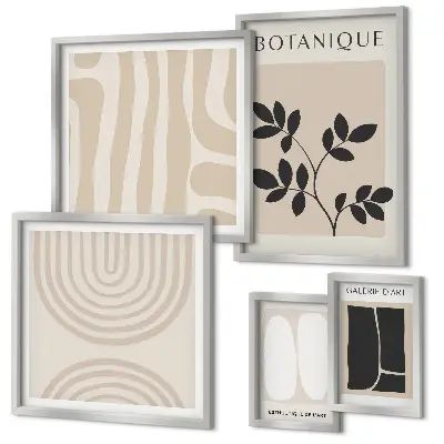 Stylová grafika rostlin v rámu jako polyptych