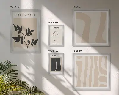 Sada obrazů do ložnice stylová abstraktní grafika s motivem rostlin