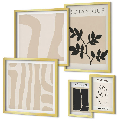 Sada obrazů do ložnice Stylová abstraktní grafika rostlin