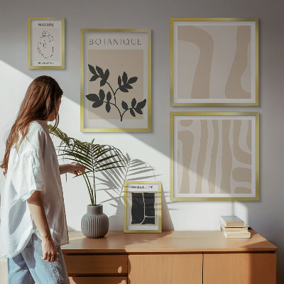 Sada obrazů do ložnice Stylová abstraktní grafika rostlin