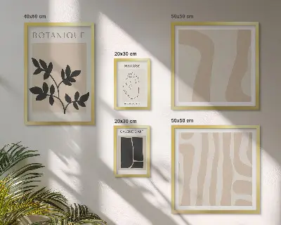 Sada obrazů do ložnice stylová abstraktní grafika s motivem rostlin