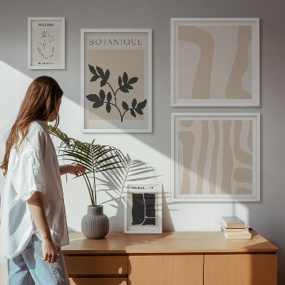 Sada obrazů do ložnice Stylová abstraktní grafika rostlin