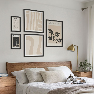 Sada obrazů do ložnice Stylová abstraktní grafika rostlin
