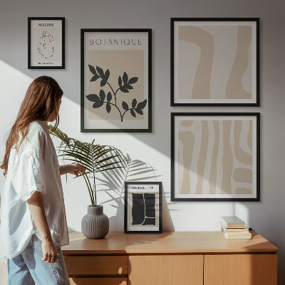 Sada obrazů do ložnice Stylová abstraktní grafika rostlin