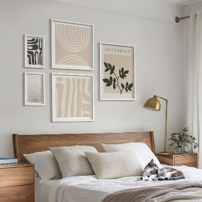 Sada obrazů do ložnice Stylové neutrální rostlinné motivy