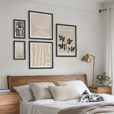 Sada obrazů do ložnice Stylové neutrální rostlinné motivy