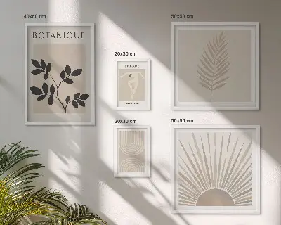 Stylové květinové geometrické dekorace poliptyk v rámu