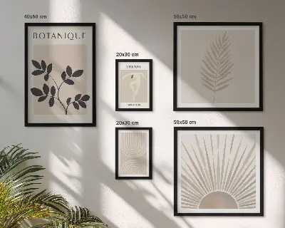 Stylové květinové geometrické dekorace poliptyk v rámu