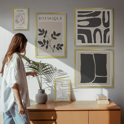 Sada obrazů do ložnice Stylová abstraktní grafika rostlin