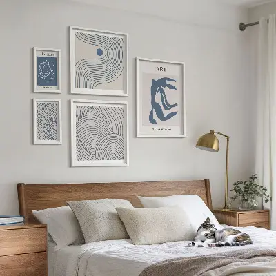 Sada obrazů do ložnice abstraktní moderní linie