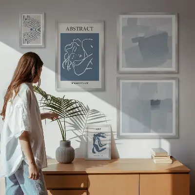 Stylové minimalistické abstrakce poliptyk v rámu