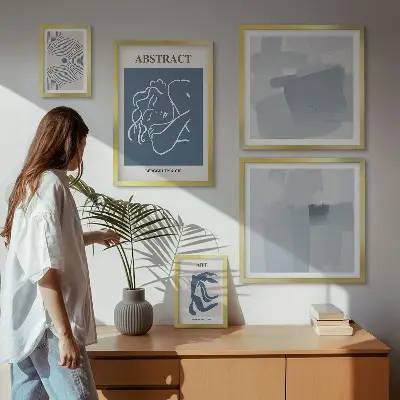Stylové minimalistické abstrakce poliptyk v rámu
