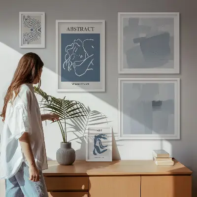 Stylové minimalistické abstrakce poliptyk v rámu