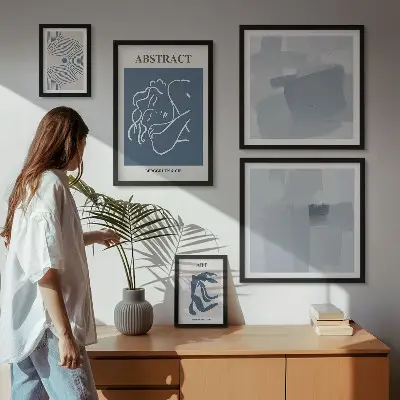 Stylové minimalistické abstrakce poliptyk v rámu