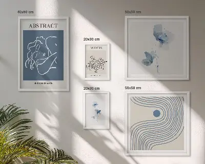 Sada obrazů do ložnice v moderním abstraktním květinovém stylu