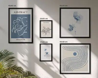Sada obrazů do ložnice v moderním abstraktním květinovém stylu