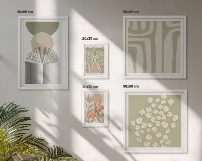 Sada obrazů do ložnice stylová pastelová grafika s motivem rostlin