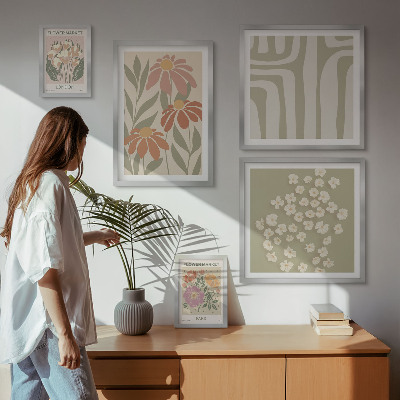 Sada obrazů do ložnice Květinové vzory Londýn Paříž boho
