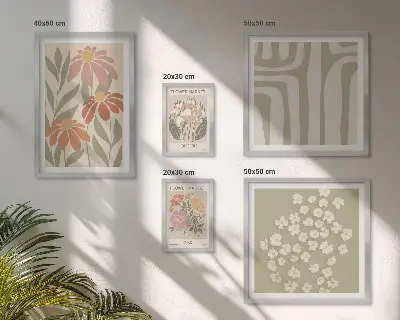 Sada obrazů do ložnice květinové vzory s motivy Londýna a Paříže v boho stylu