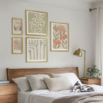 Sada obrazů do ložnice Květinové vzory Londýn Paříž boho