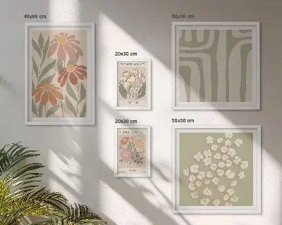 Sada obrazů do ložnice květinové vzory s motivy Londýna a Paříže v boho stylu
