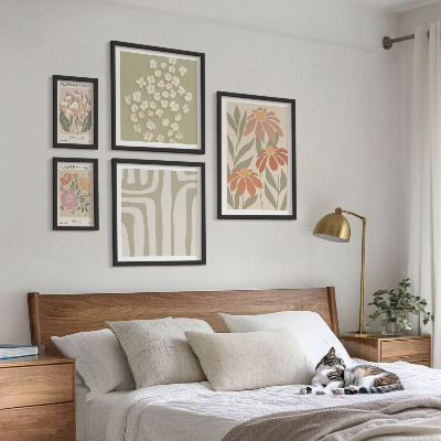 Sada obrazů do ložnice Květinové vzory Londýn Paříž boho