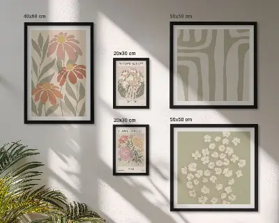 Sada obrazů do ložnice květinové vzory s motivy Londýna a Paříže v boho stylu
