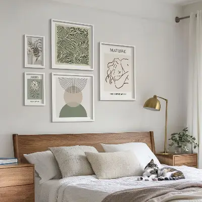 Sada obrazů do ložnice minimalistické rostlinné kompozice