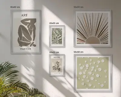 Sada obrazů do ložnice stylová abstraktní grafika rostlin