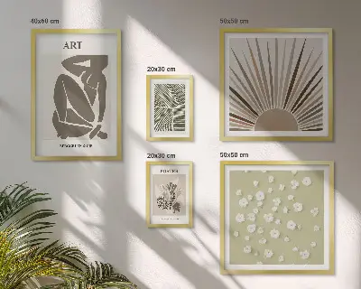 Sada obrazů do ložnice stylová abstraktní grafika rostlin