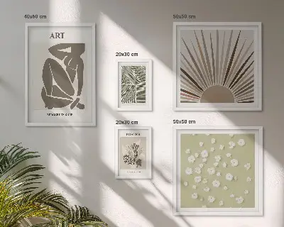 Sada obrazů do ložnice stylová abstraktní grafika rostlin