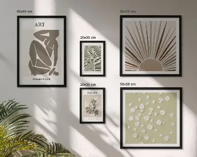 Sada obrazů do ložnice stylová abstraktní grafika rostlin