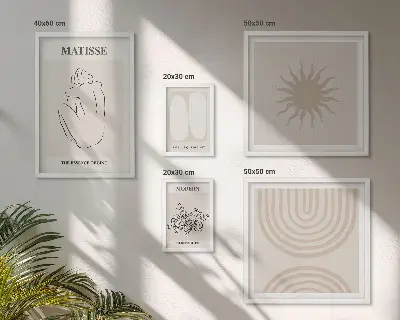 Sada obrazů do ložnice v minimalisticky laděném uměleckém stylu linek