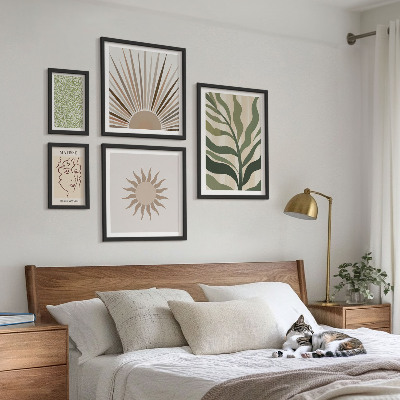 Sada obrazů do ložnice Stylová abstraktní grafika rostlin