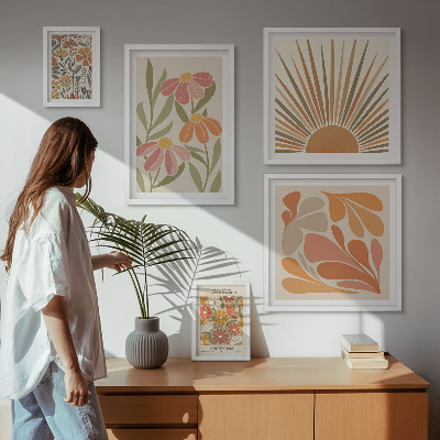 Poliptyk v rámu Geometrické květiny v boho stylu