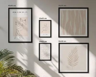 Sada obrazů do ložnice se stylovou grafikou žen a rostlin