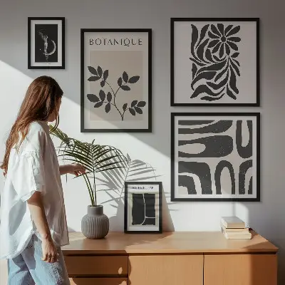 Sada obrazů do ložnice s moderními rostlinnými motivy