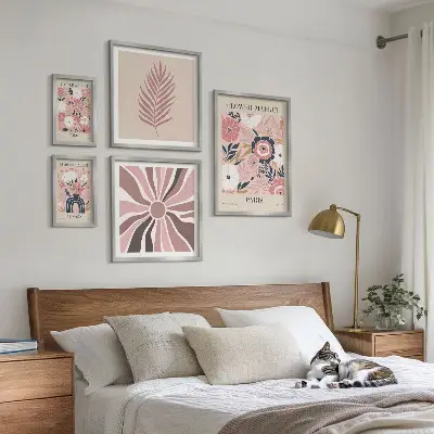 Květinové trhy v boho stylu poliptyk v rámu