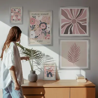 Květinové trhy v boho stylu poliptyk v rámu