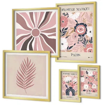 Květinové trhy v boho stylu poliptyk v rámu