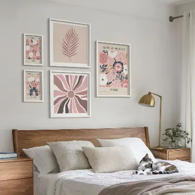 Květinové trhy v boho stylu poliptyk v rámu