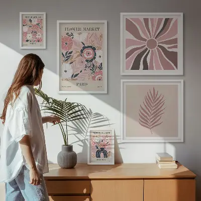 Květinové trhy v boho stylu poliptyk v rámu