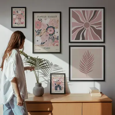 Květinové trhy v boho stylu poliptyk v rámu