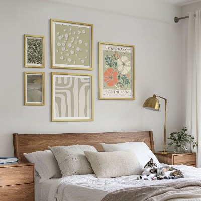 Sada obrazů do ložnice Rostlinné motivy, boho vzory
