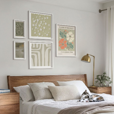 Sada obrazů do ložnice Rostlinné motivy, boho vzory