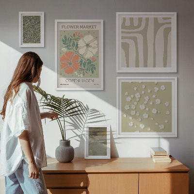 Sada obrazů do ložnice Rostlinné motivy, boho vzory