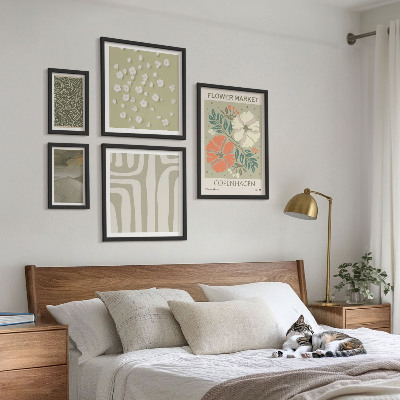 Sada obrazů do ložnice Rostlinné motivy, boho vzory